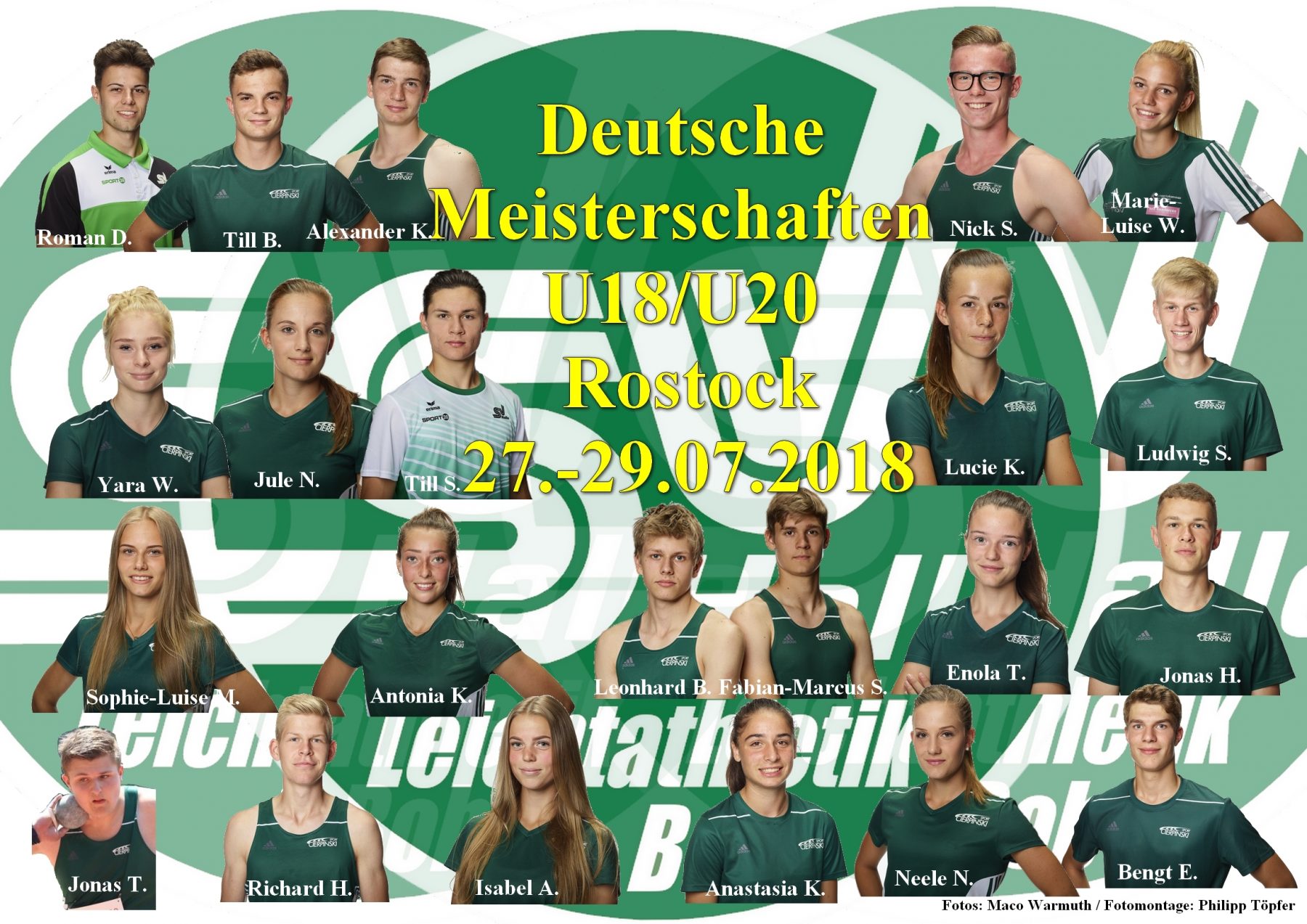 Teilnehmer U18/U20 DM Rostock - Fotomontage Philipp Töpfer