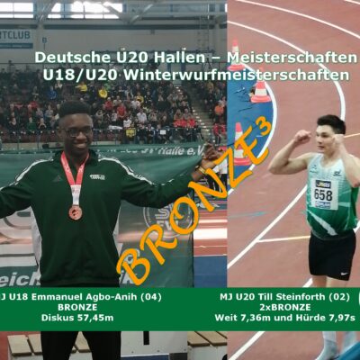 U20 Hallen DM Neubrandenburg Medaillengewinner Emmanuel Agbo-Anih und Till Steinforth